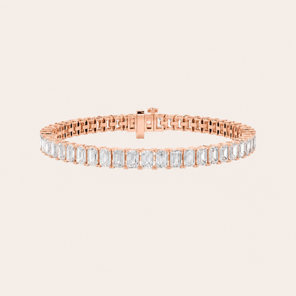 10CT Emerald Cut Lab Grown Diamond Tennis Bracelet