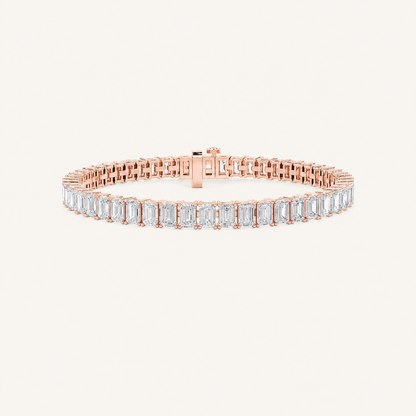 12.5CT Emerald Cut Lab Grown Diamond Tennis Bracelet