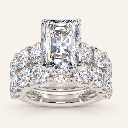 10.00CT Emerald Cut Lab Grown Diamond Bridal Set Ring