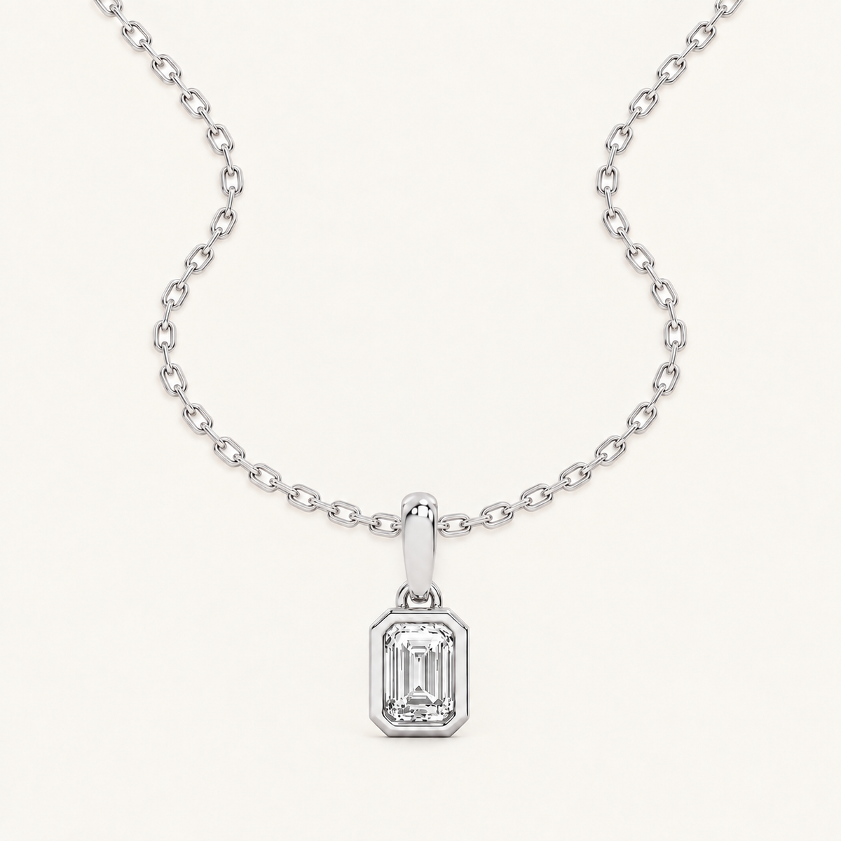 0.50CT Emerald Cut Lab Grown Diamond Pendant Necklace