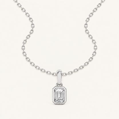 0.50CT Emerald Cut Lab Grown Diamond Pendant Necklace