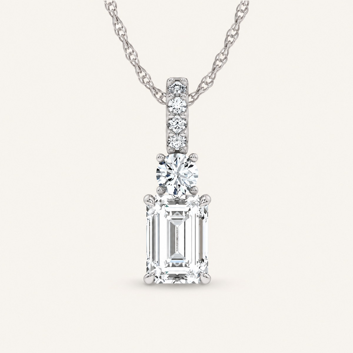 2.33CT Emerald Cut Lab Grown Diamond Pendant