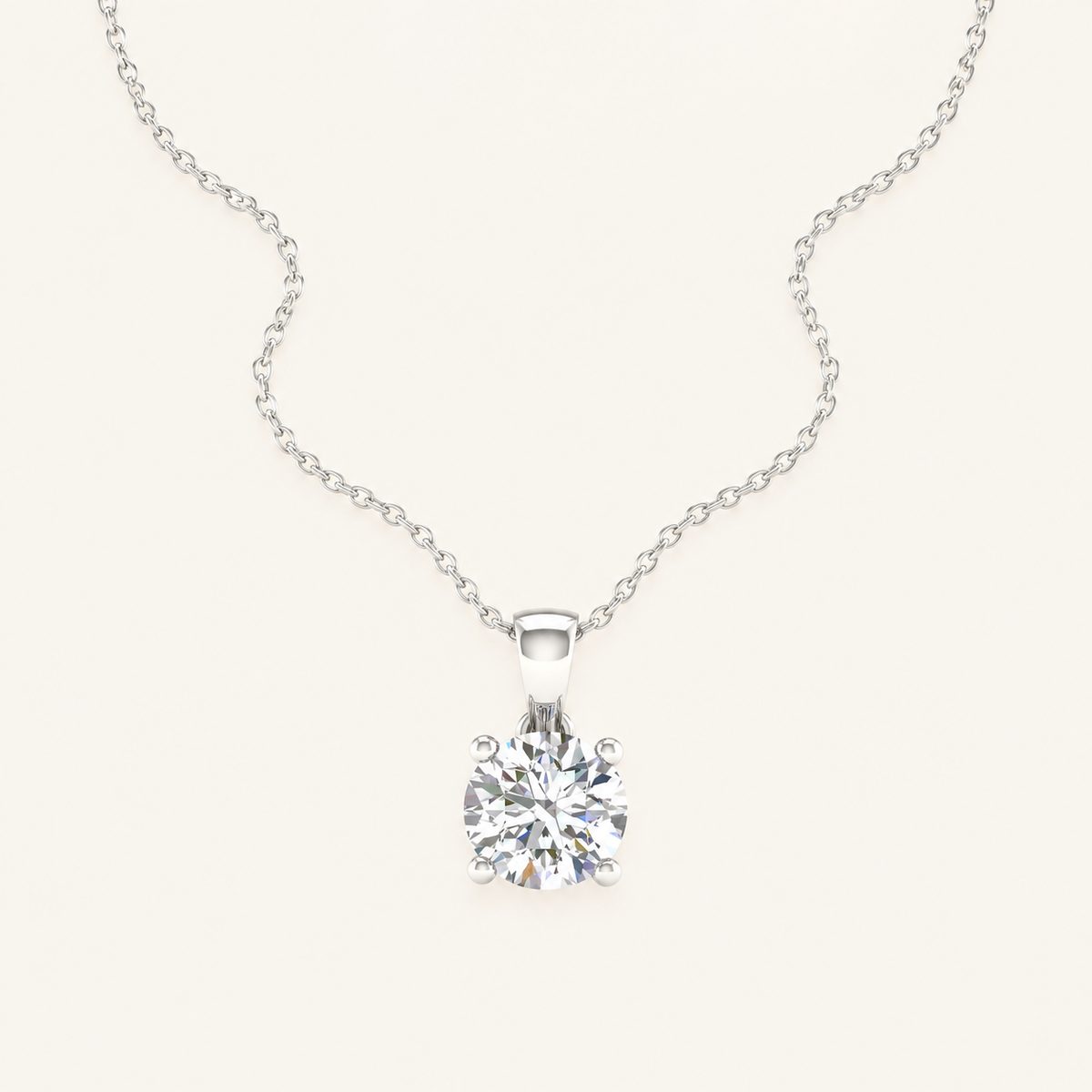 1.00CT Round Cut Lab Grown Diamond Pendant
