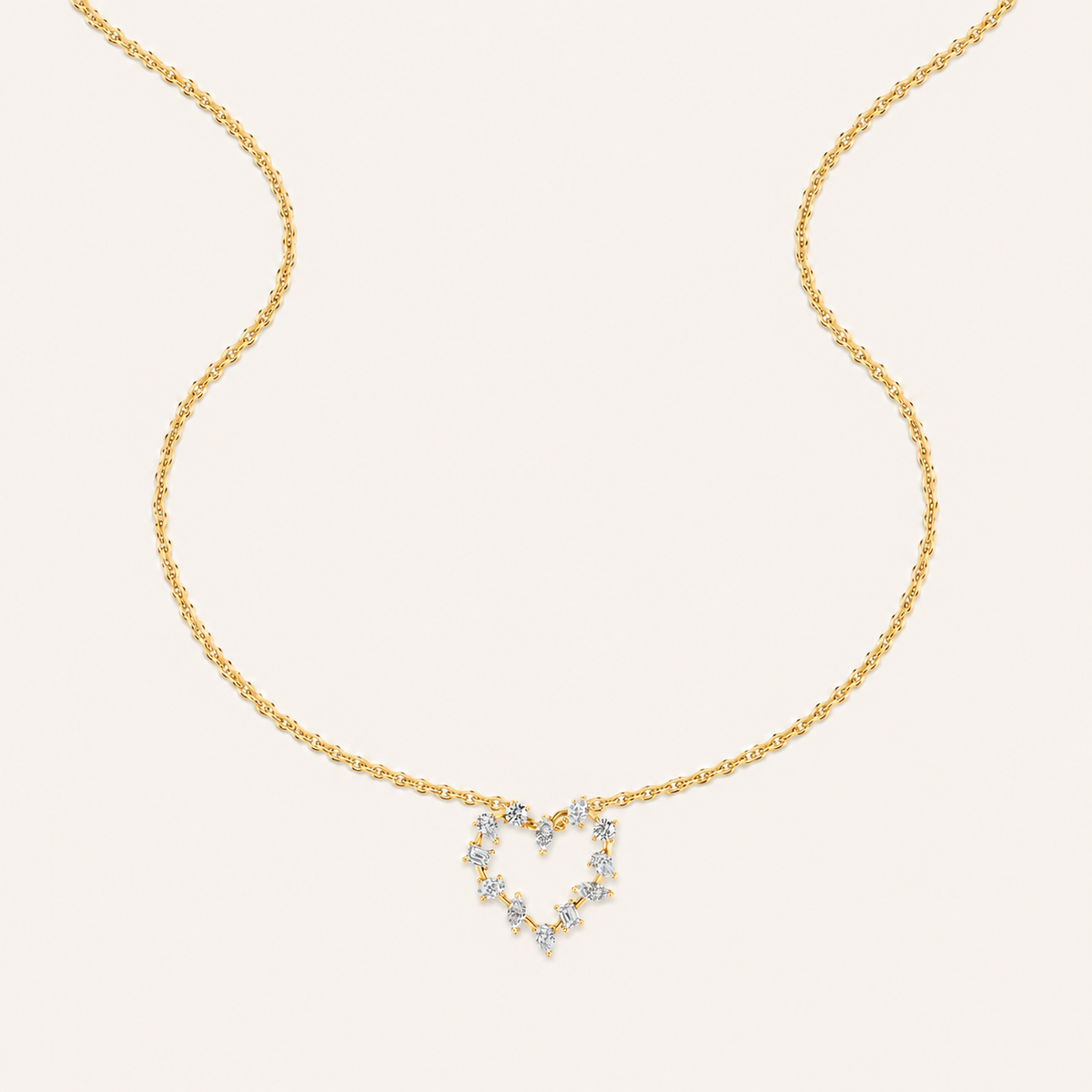 2.5CT Emerald Cut Lab Grown Diamond Pendant Heart Necklace