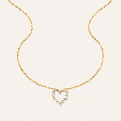 2.5CT Emerald Cut Lab Grown Diamond Pendant Heart Necklace