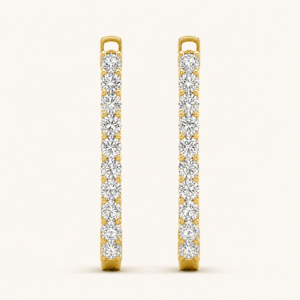 2.00 CT Round Lab Grown Diamond Hoop Earrings