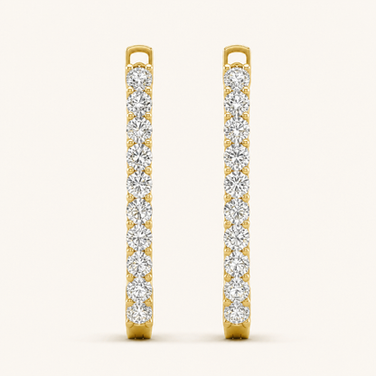 2.00 CT Round Lab Grown Diamond Hoop Earrings