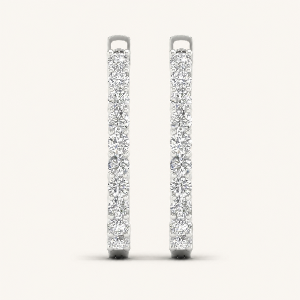 2.00 CT Round Lab Grown Diamond Hoop Earrings
