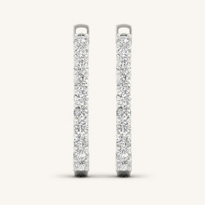 2.00 CT Round Lab Grown Diamond Hoop Earrings