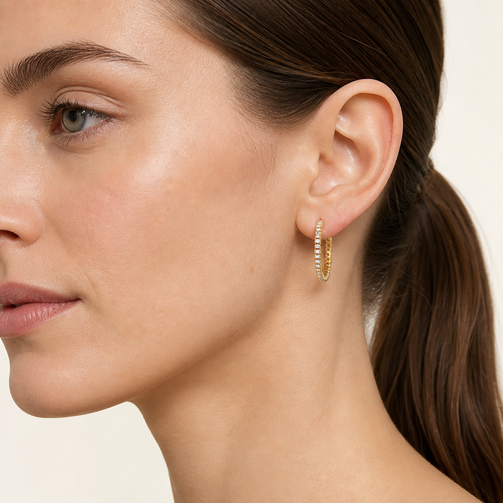 2.00 CT Round Lab Grown Diamond Hoop Earrings