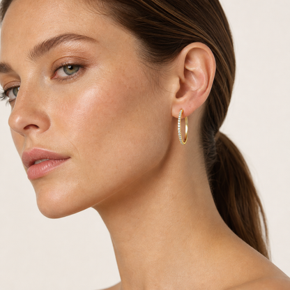 2.00 CT Round Cut Lab Grown Diamond Hoop Earrings
