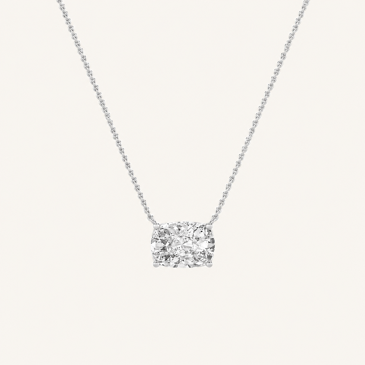 3 Ct Elongated Cushion Cut Lab Grown Diamond Pendant Necklace