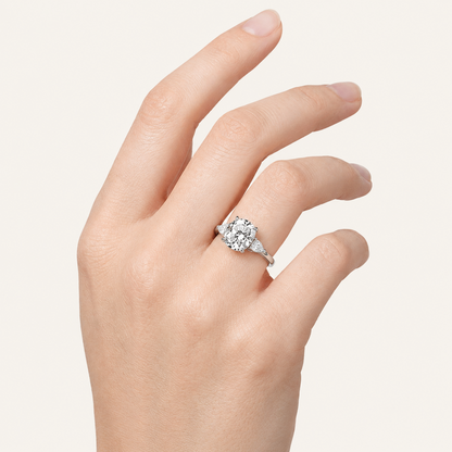 2.00 Ct Round Cut Lab Grown Diamond Accented Three Stone Ring