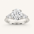 2.00 Ct Round Cut Lab Grown Diamond Accented Three Stone Ring