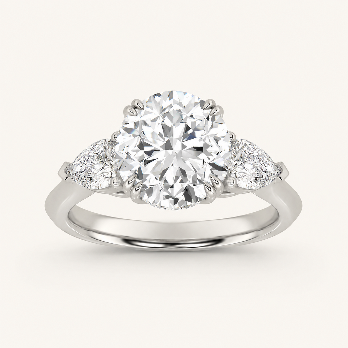 2.00 Ct Round Cut Lab Grown Diamond Accented Three Stone Ring