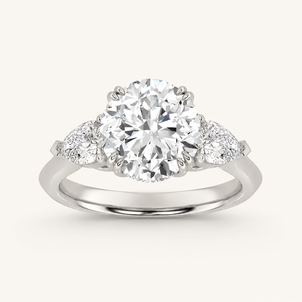 2.00 Ct Round Cut Lab Grown Diamond Accented Three Stone Ring
