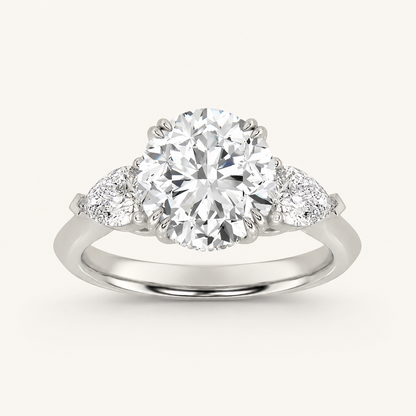 2.00 Ct Round Cut Lab Grown Diamond Accented Three Stone Ring