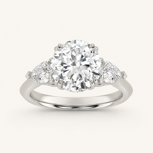 2.00 Ct Round Cut Lab Grown Diamond Accented Three Stone Ring