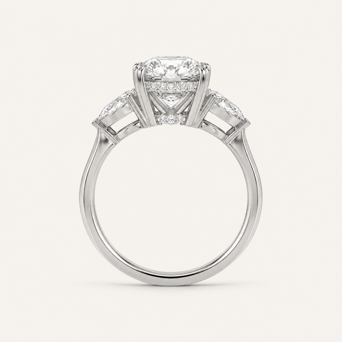 2.00 Ct Round Cut Lab Grown Diamond Accented Three Stone Ring