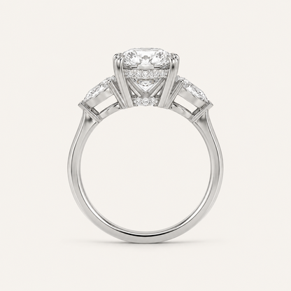 2.00 Ct Round Cut Lab Grown Diamond Accented Three Stone Ring