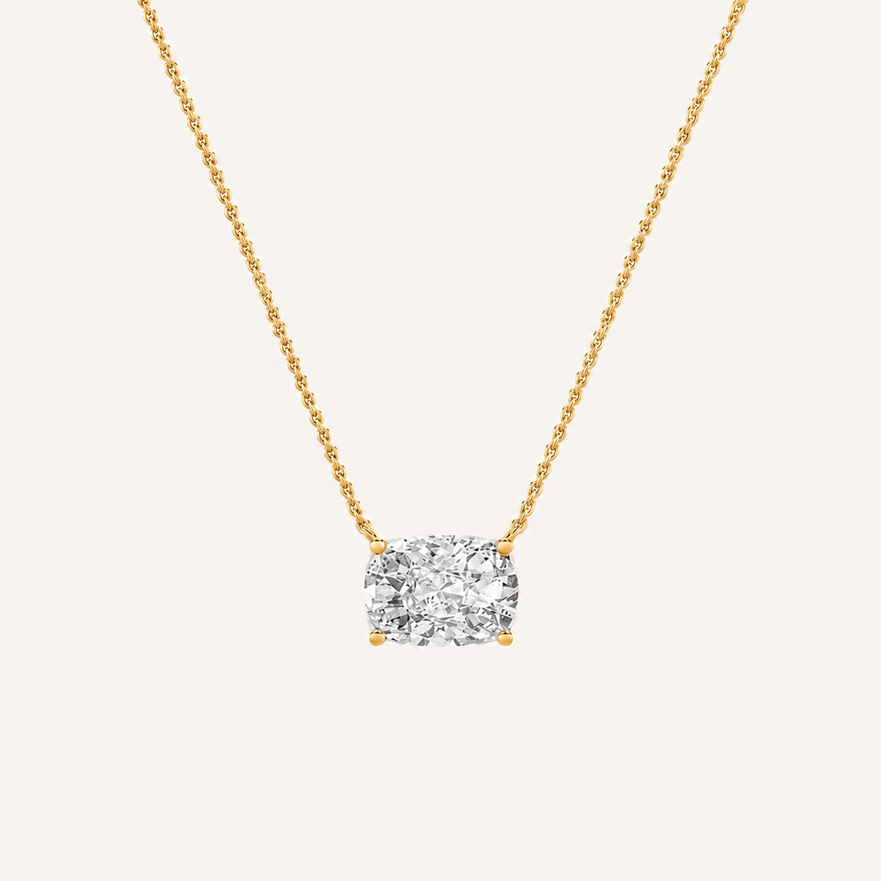 3 Ct Elongated Cushion Cut Lab Grown Diamond Pendant Necklace