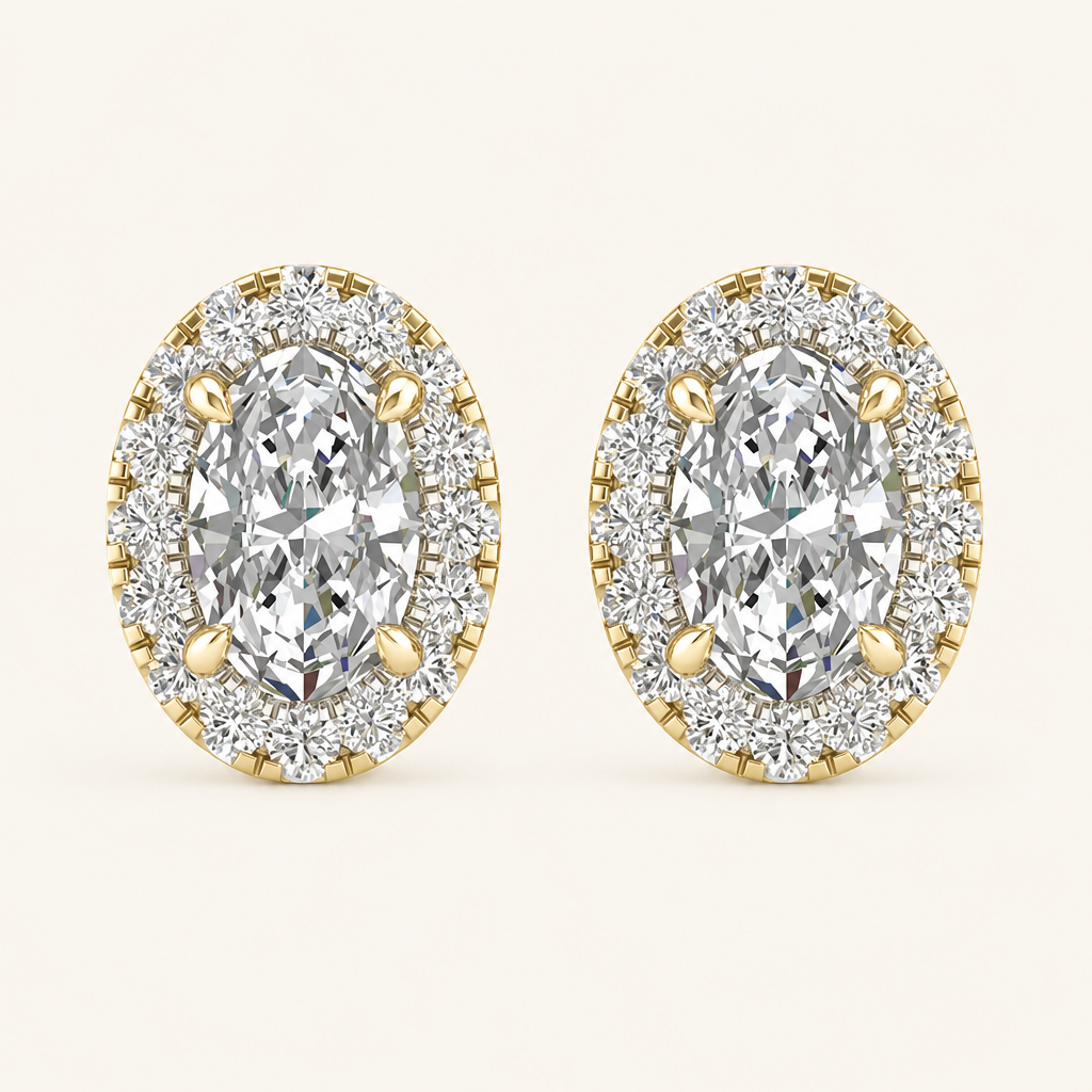 1.15CT Oval Cut Lab Grown Diamond Earrings