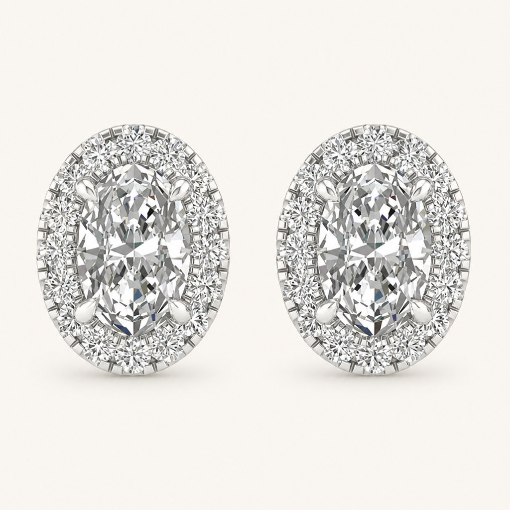 1.15CT Oval Cut Lab Grown Diamond Earrings