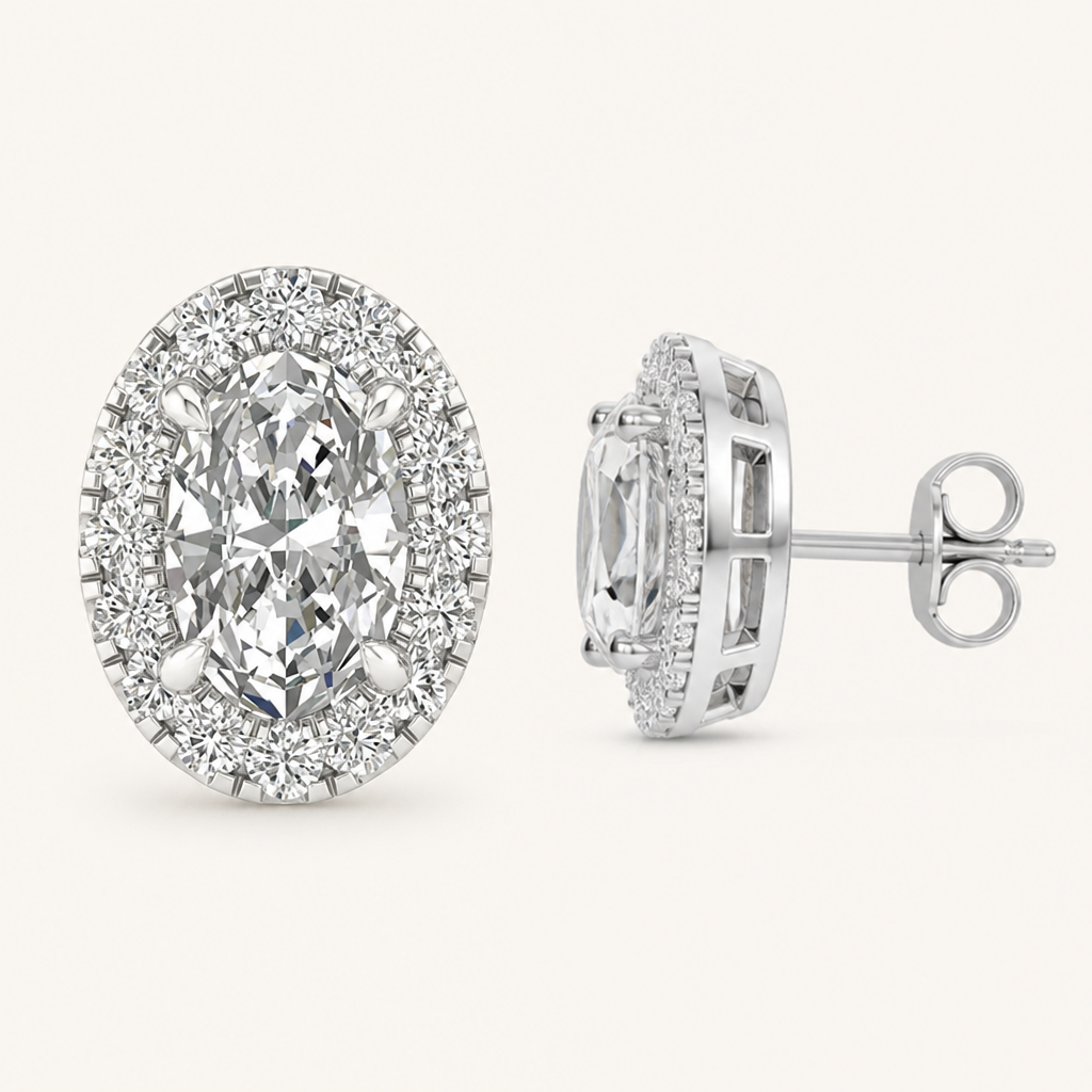 1.15CT Oval Cut Lab Grown Diamond Earrings