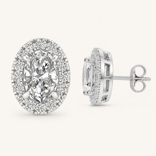 1.15CT Oval Cut Lab Grown Diamond Earrings