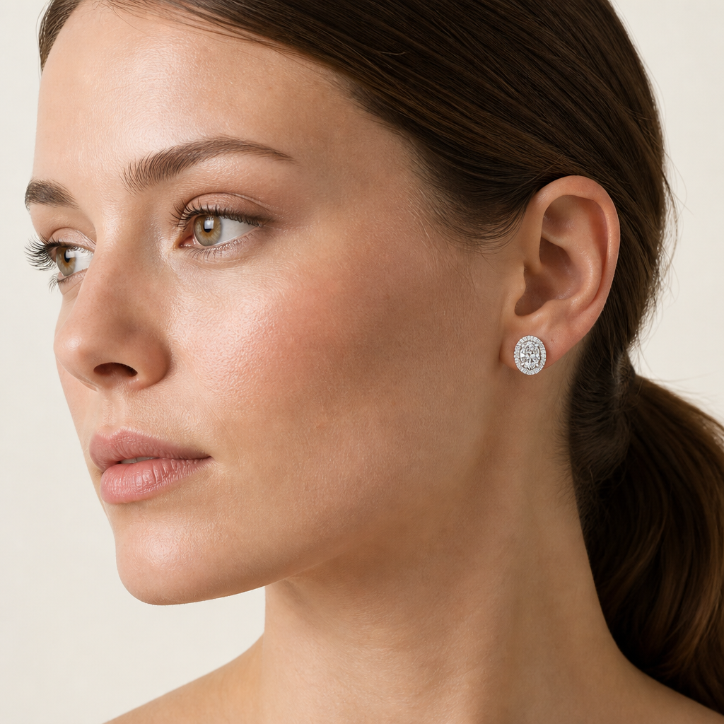 1.15CT Oval Cut Lab Grown Diamond Earrings