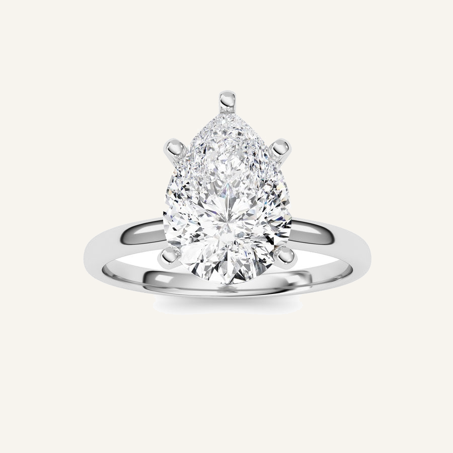 2CT Pear Cut Lab Grown Diamond Solitaire Engagement Ring