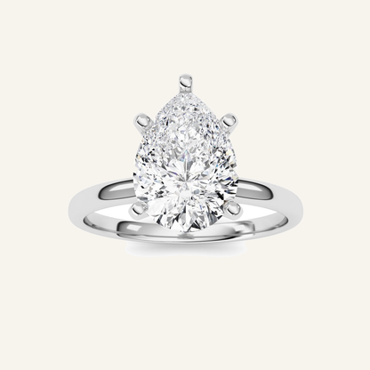 2CT Pear Cut Lab Grown Diamond Solitaire Engagement Ring