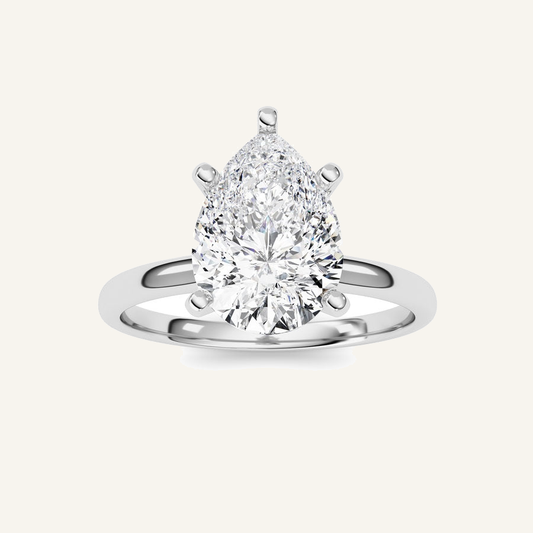 2CT Pear Cut Lab Grown Diamond Solitaire Engagement Ring