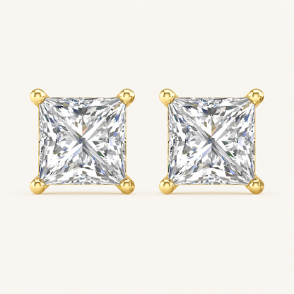 1.00 CT Princess Cut Round Diamond Lab Grown Earrings