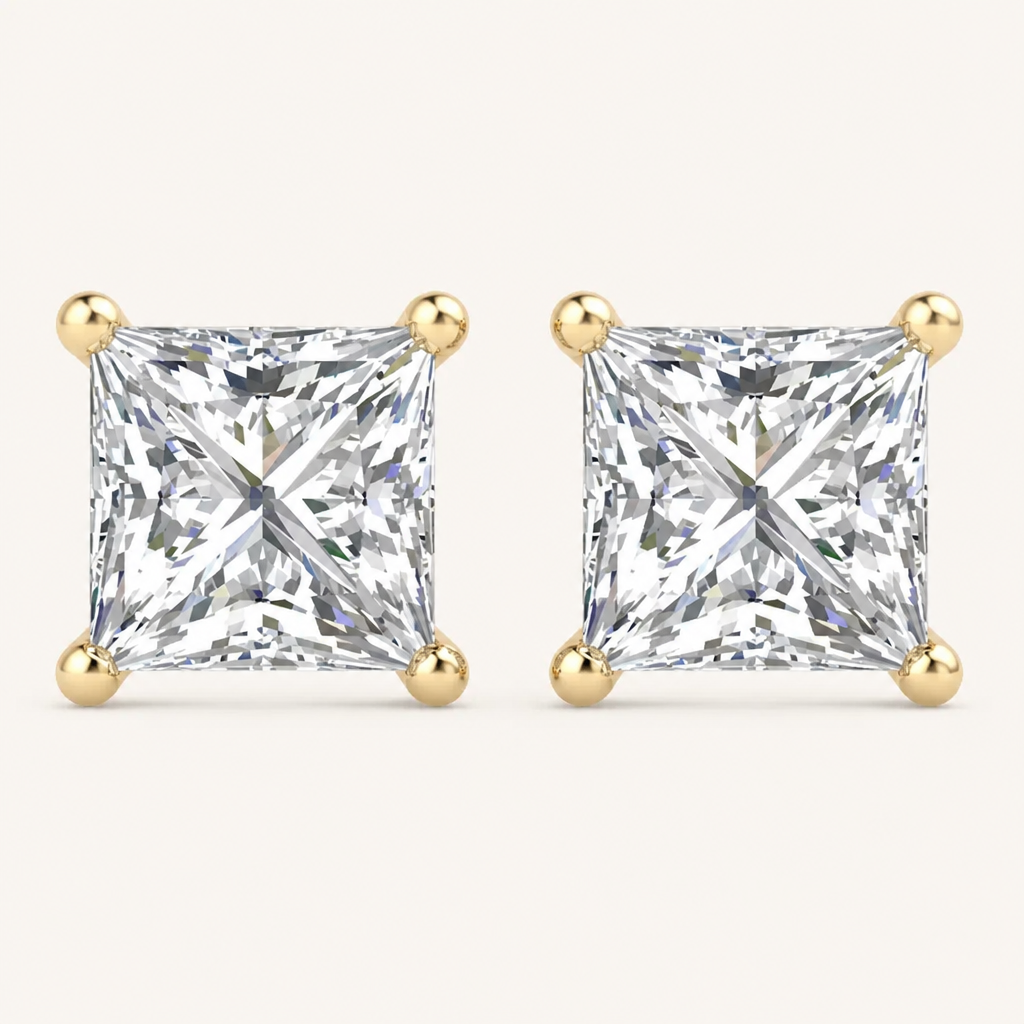 2.00 CT Princess Cut Lab Grown Diamond Earrings