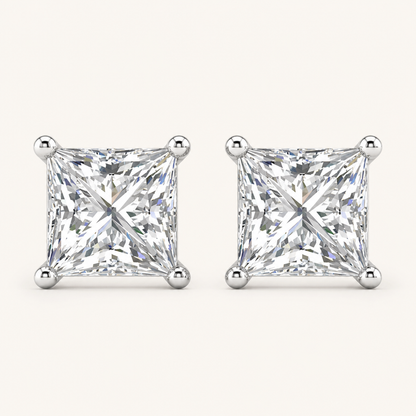 2.00 CT Princess Cut Lab Grown Diamond Earrings