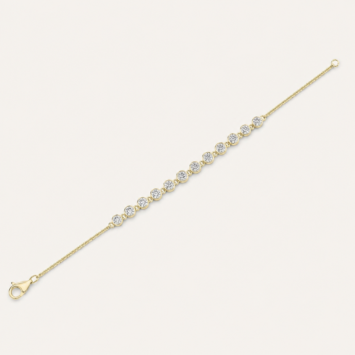 3CT Round Cut Lab Grown Diamond Bezel Set Bracelet