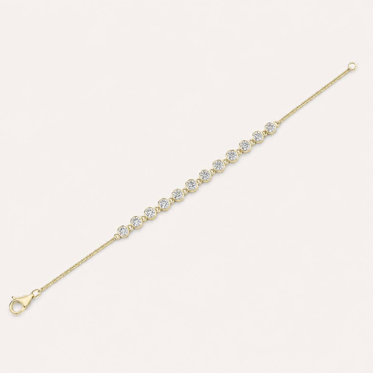 3CT Round Cut Lab Grown Diamond Bezel Set Bracelet